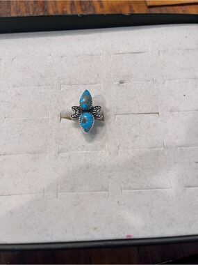 Kingman Turquoise Teardrop Sterling Ring